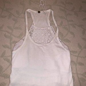 Free People White Floral Halter Tank
